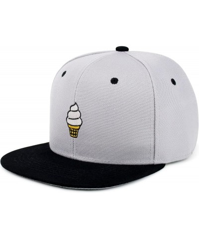 Ice Cream Cone Hip-Hop Snapback Hat Embroidered Baseball Cap Cute 34. Light Grey/Black $11.99 Baseball Caps