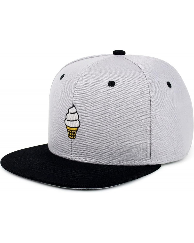 Ice Cream Cone Hip-Hop Snapback Hat Embroidered Baseball Cap Cute 34. Light Grey/Black $11.99 Baseball Caps