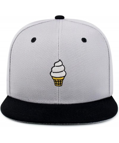 Ice Cream Cone Hip-Hop Snapback Hat Embroidered Baseball Cap Cute 34. Light Grey/Black $11.99 Baseball Caps