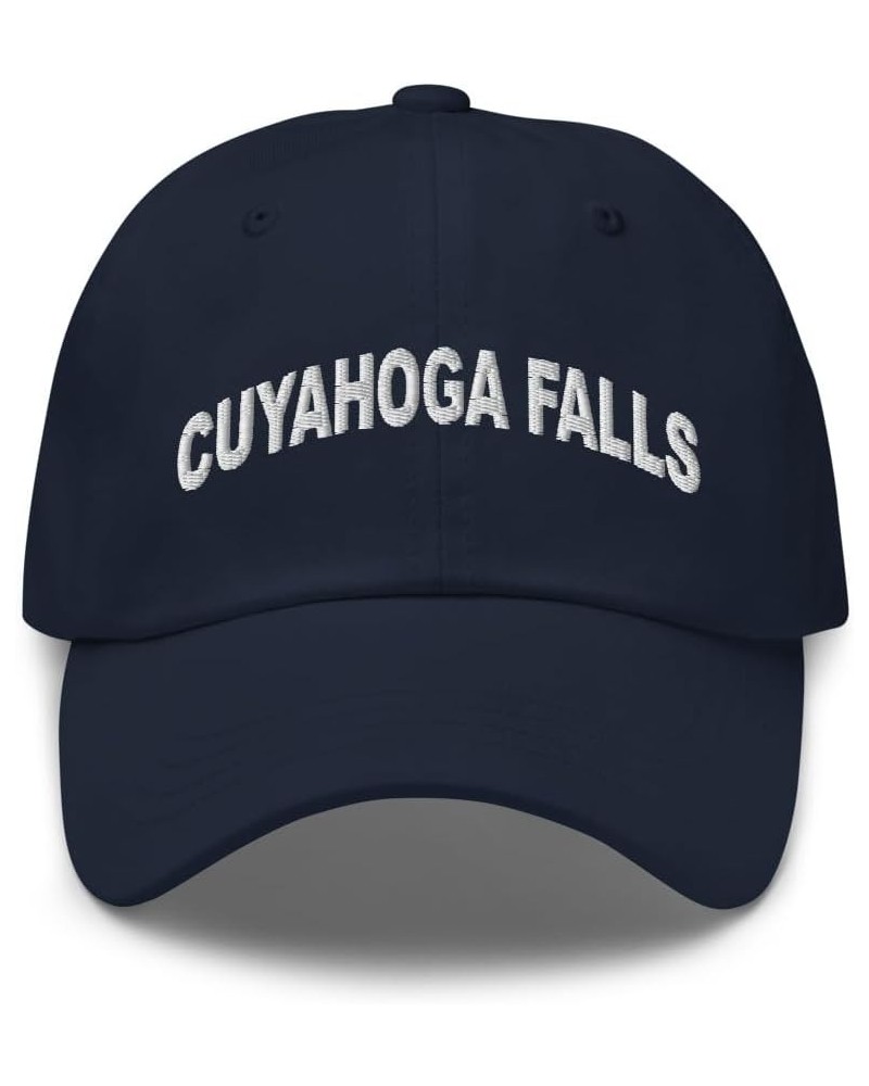 Cuyahoga Falls Ohio Hat Cuyahoga Falls OH Cap Embroidered Dad Hat Adjustable Strap Closure Unisex Navy $19.60 Baseball Caps