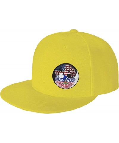 Snapback Baseball Cap Yin Yang Tree Haiti Flag Hat Yellow $9.65 Baseball Caps