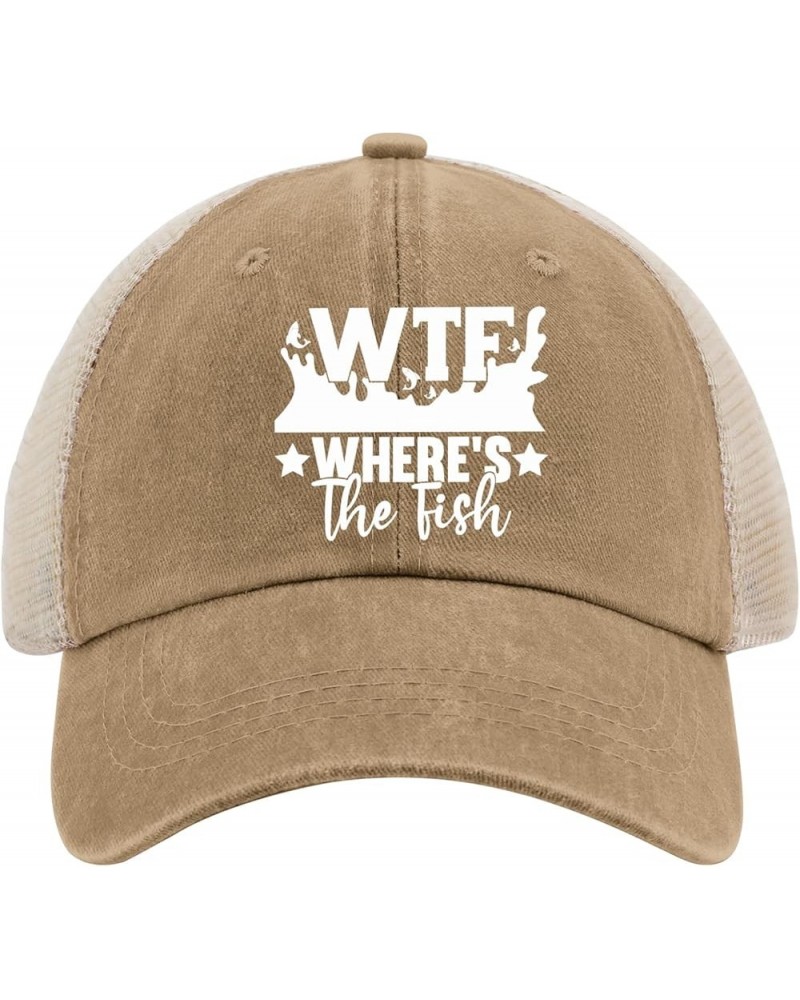 Cowboy hat Men WTF Where's The Fish Womens Trucker hat Women Baseball hat Gifts for Daughter Sun Hats Pigment Khaki02 $11.43 ...