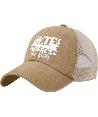 Cowboy hat Men WTF Where's The Fish Womens Trucker hat Women Baseball hat Gifts for Daughter Sun Hats Pigment Khaki02 $11.43 ...