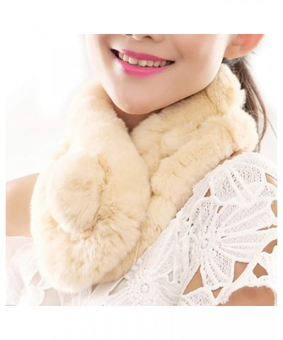 Warm Women's Rex Rabbit Scarves Scarf Multicolor Beige $15.94 Scarves