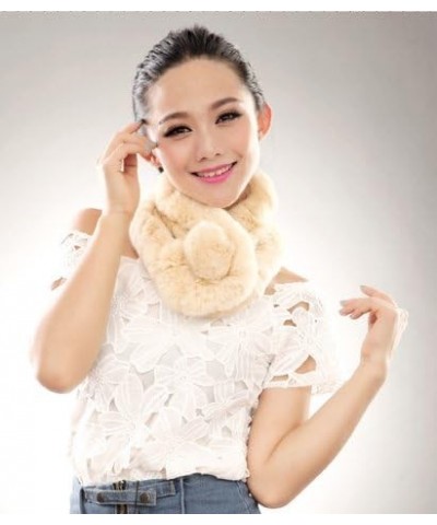 Warm Women's Rex Rabbit Scarves Scarf Multicolor Beige $15.94 Scarves