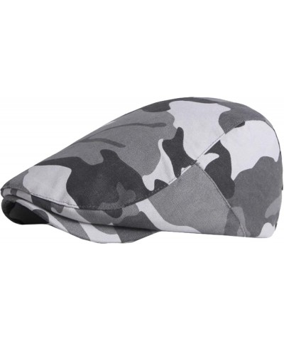 Mens Flat Cap Newsboy Hats Camouflage Cotton Painter Hats for Men Comfort Ivy Visor Fishing Hats Gatsby Cap Gray $13.15 Newsb...