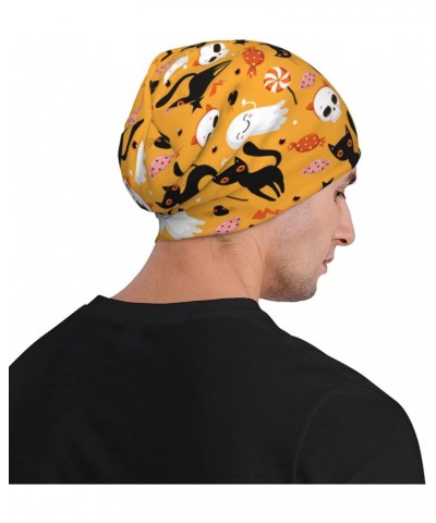 Halloween Cute Cat and Pumpkins Knit Beanie Hat Running Outdoor Cancer Headwear Baggy Sleep Caps Turban for Men Women Teenage...