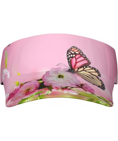 Sports Sun Visor Hats Monarch Butterfly Flower Unisex Empty Top Sun Caps for Men Women $9.39 Visors