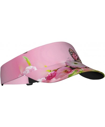 Sports Sun Visor Hats Monarch Butterfly Flower Unisex Empty Top Sun Caps for Men Women $9.39 Visors