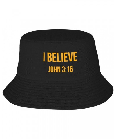 I Believe John 3:16 Christian Gift Bucket Hat for Women Men Summer Travel Beach Sun Hat Outdoor Cap Unisex Bucket Hats Black ...