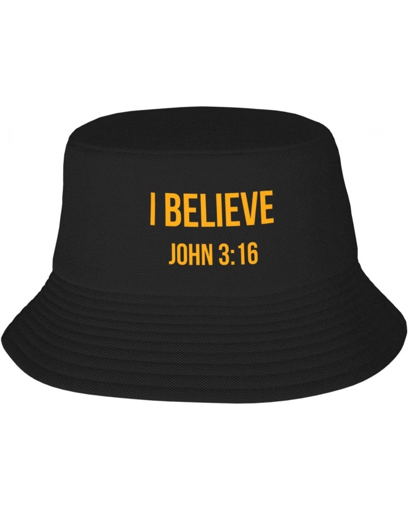 I Believe John 3:16 Christian Gift Bucket Hat for Women Men Summer Travel Beach Sun Hat Outdoor Cap Unisex Bucket Hats Black ...