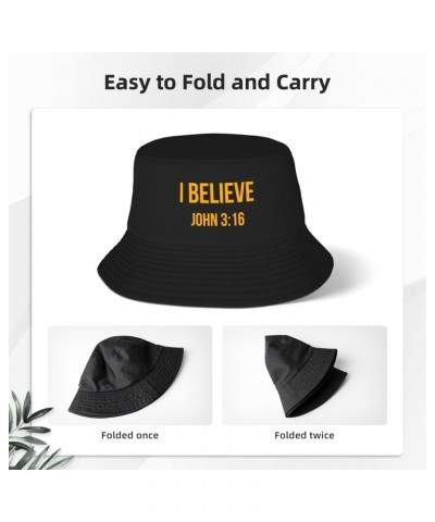 I Believe John 3:16 Christian Gift Bucket Hat for Women Men Summer Travel Beach Sun Hat Outdoor Cap Unisex Bucket Hats Black ...