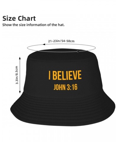 I Believe John 3:16 Christian Gift Bucket Hat for Women Men Summer Travel Beach Sun Hat Outdoor Cap Unisex Bucket Hats Black ...