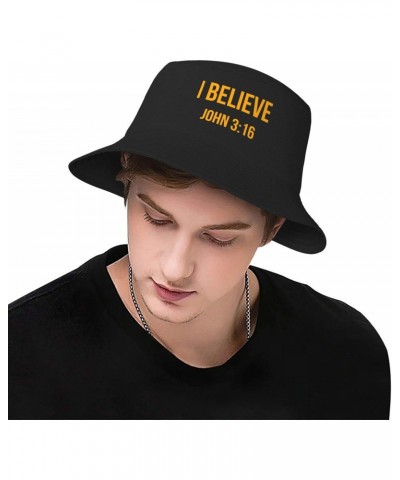 I Believe John 3:16 Christian Gift Bucket Hat for Women Men Summer Travel Beach Sun Hat Outdoor Cap Unisex Bucket Hats Black ...