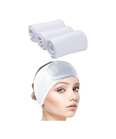 Spa Headband for Women 3 Counts Ultra Soft Adjustable Makeup Hair Band with Magic Tape, Terry Cloth Stretch Head Wrap for Fac...