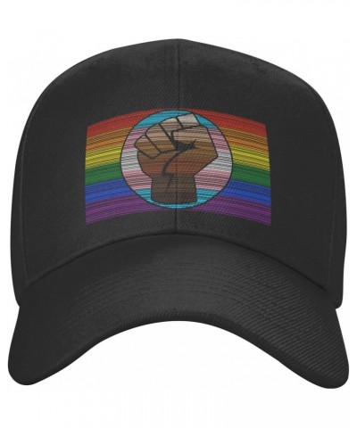 LGBT Gay Trans Pride BLM Fist Flag 1 Classic Duckbill Caps for Stylish Sun Protection Black $13.27 Baseball Caps