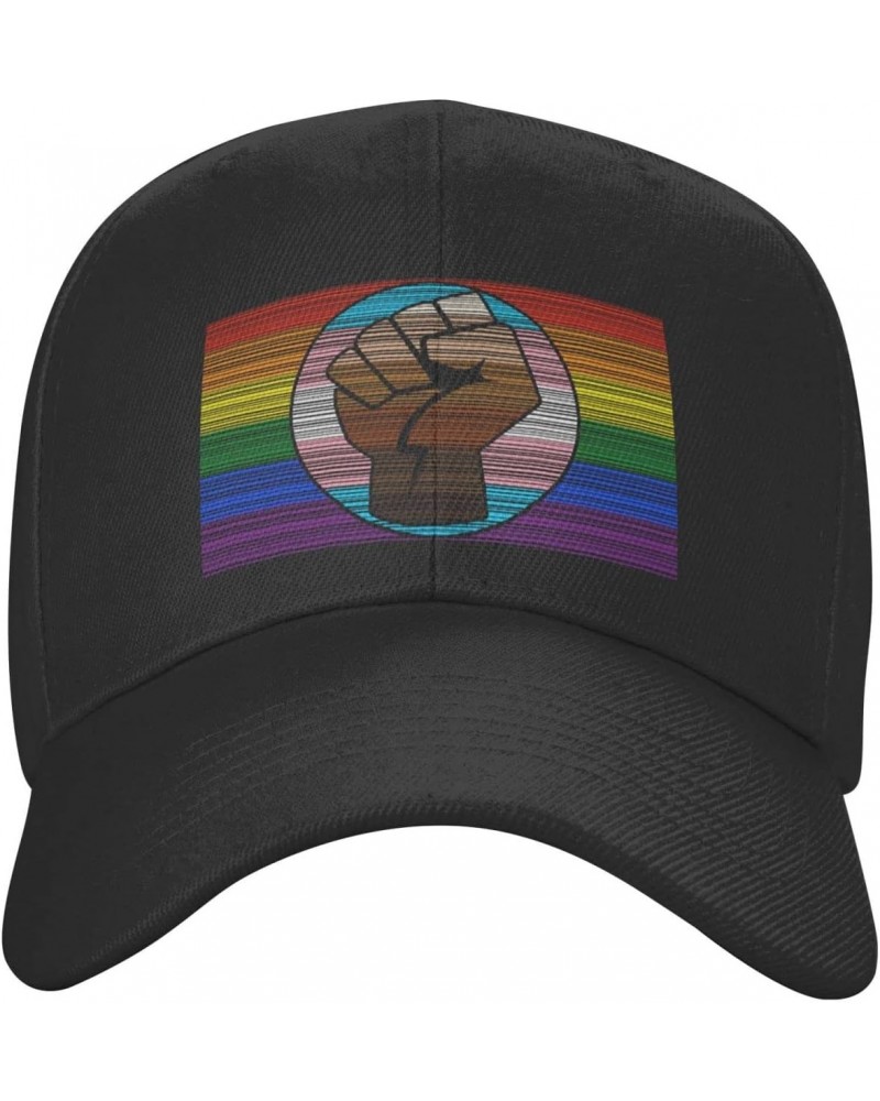 LGBT Gay Trans Pride BLM Fist Flag 1 Classic Duckbill Caps for Stylish Sun Protection Black $13.27 Baseball Caps