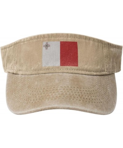 Flag of Malta Sun Visor Hats for Women Men Sun Hat Vintage Golf Hat Adjustable Baseball Cap Natural $12.38 Visors