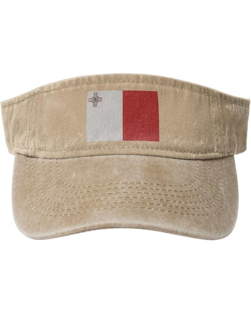 Flag of Malta Sun Visor Hats for Women Men Sun Hat Vintage Golf Hat Adjustable Baseball Cap Natural $12.38 Visors