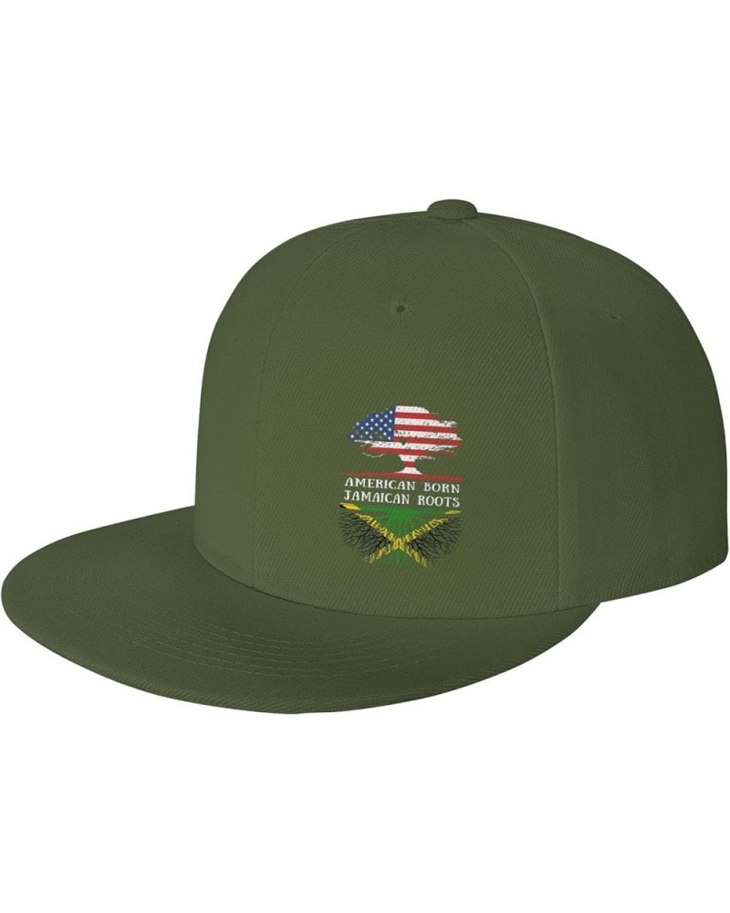 Snapback Baseball Cap Born Jamaica Roots USA Jamaica Classic Dad Trucker Flat Bill Brim Hat Moss Green $8.60 Baseball Caps