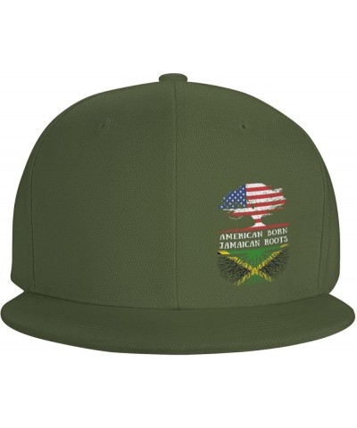 Snapback Baseball Cap Born Jamaica Roots USA Jamaica Classic Dad Trucker Flat Bill Brim Hat Moss Green $8.60 Baseball Caps