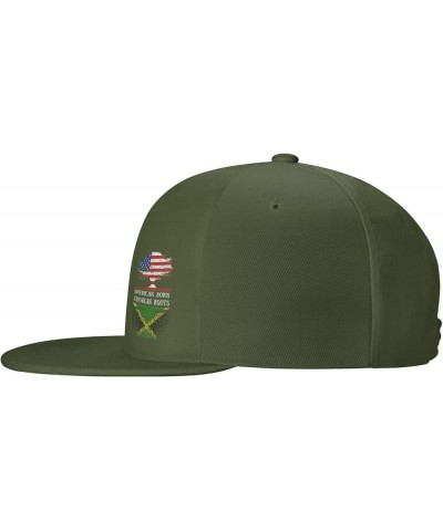 Snapback Baseball Cap Born Jamaica Roots USA Jamaica Classic Dad Trucker Flat Bill Brim Hat Moss Green $8.60 Baseball Caps