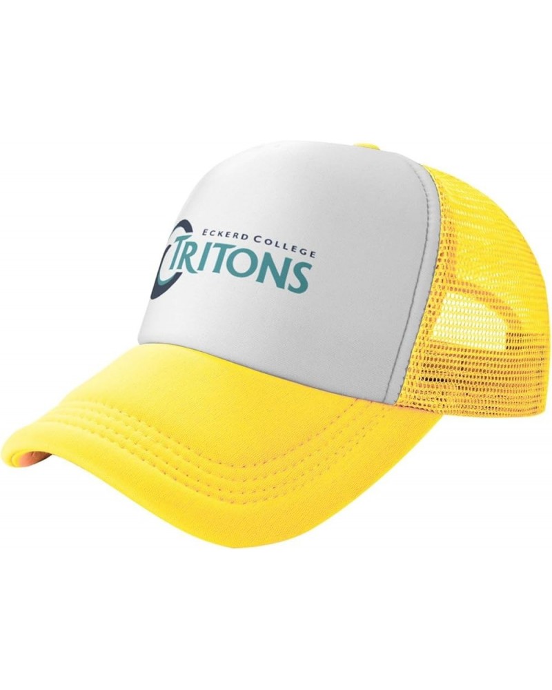 Eckerd College Logo Trucker Hats for Both Men and Women - Mesh Baseball Snapback Hats Yellow $9.24 Baseball Caps