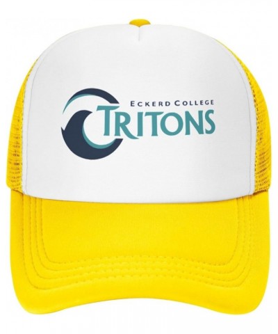 Eckerd College Logo Trucker Hats for Both Men and Women - Mesh Baseball Snapback Hats Yellow $9.24 Baseball Caps