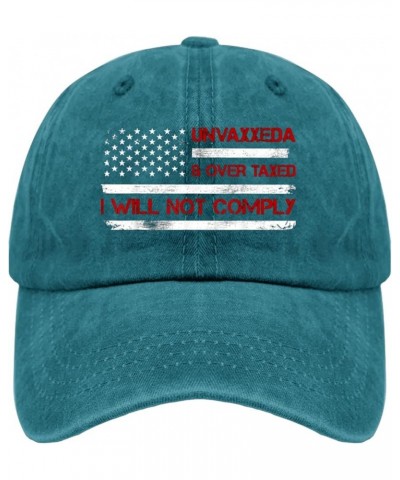 Unvaxxed and Overtaxed I Will Not Comply Hat Funny Hats for Womens Men Pigment Black Cowboy Hat Vintage Cyan Blue $11.95 Buck...