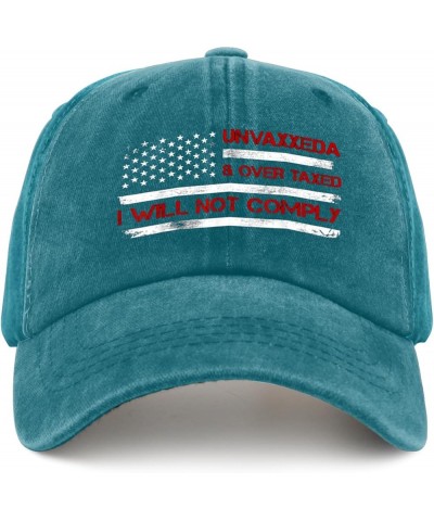 Unvaxxed and Overtaxed I Will Not Comply Hat Funny Hats for Womens Men Pigment Black Cowboy Hat Vintage Cyan Blue $11.95 Buck...