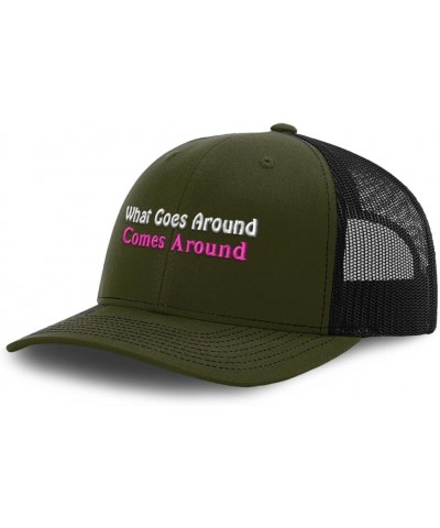 Trucker Hat Baseball Cap What Goes Around Comes Around Cotton Dad Hats for Men & Women Loden Black $14.57 Baseball Caps