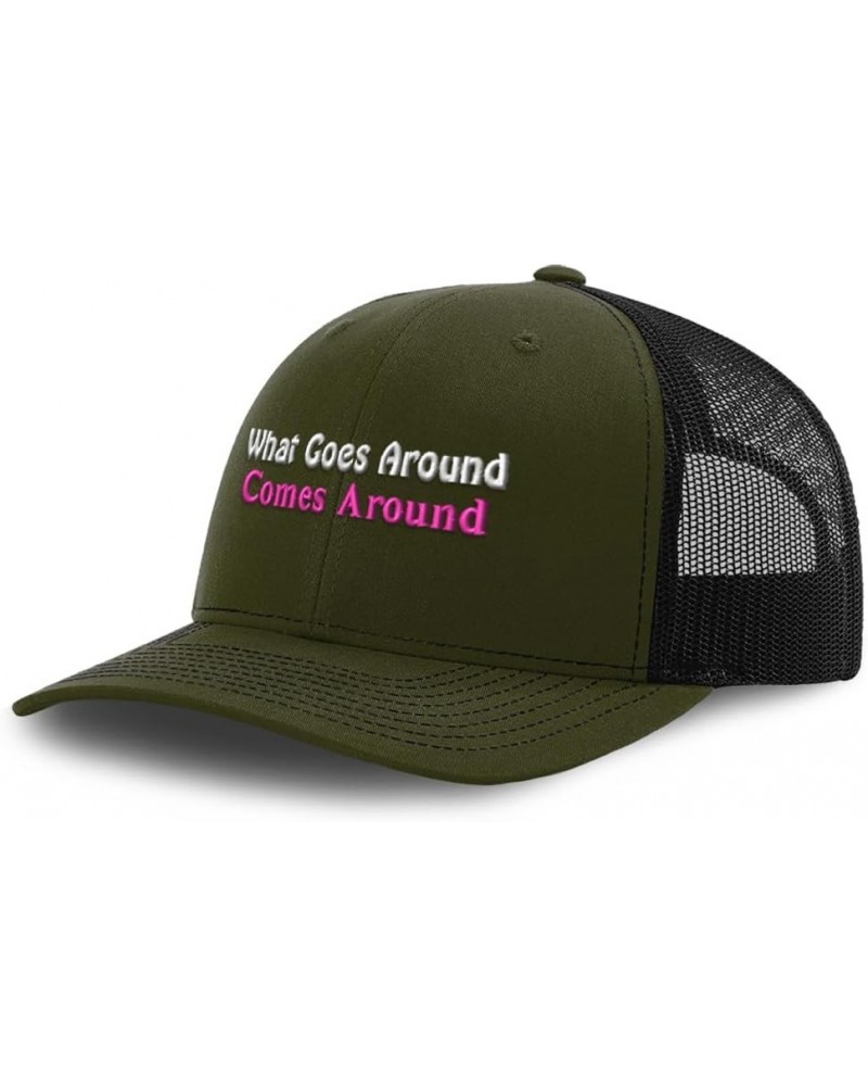 Trucker Hat Baseball Cap What Goes Around Comes Around Cotton Dad Hats for Men & Women Loden Black $14.57 Baseball Caps