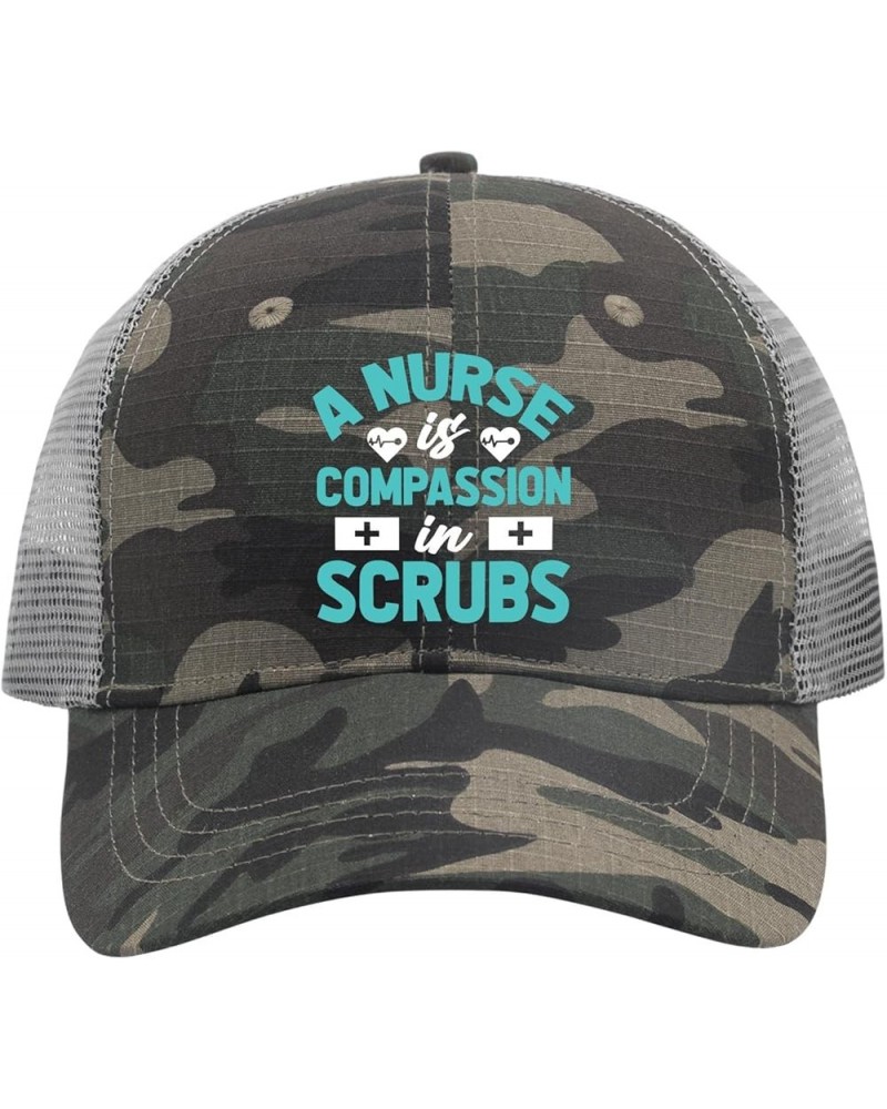 Baseball Hat A Nurse is Compassion in Scrubs Dad Hats for Teen Graphic Mesh Snapbacks for Gifts Camo $12.24 Baseball Caps