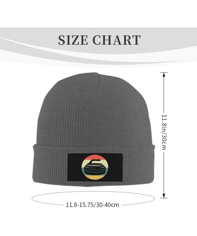 Retro-Curling-Funny Gifts Black Skull Cap Beanie Hat Unisex Beanie Chemo Hat Knit Hats for Men Women Slouchy Hat Deep Heather...