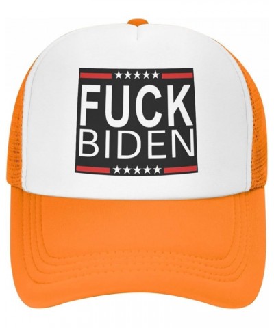 Fuck -Biden Trucker Hat Women Mesh Baseball Cap Cowboy Hat Men Dad Hat Adjustable Hat Snapback Hat Black Orange $9.96 Basebal...