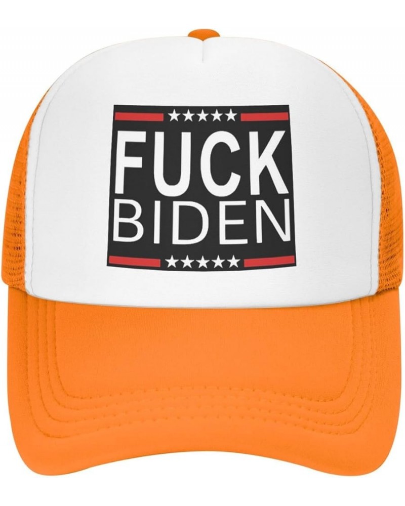 Fuck -Biden Trucker Hat Women Mesh Baseball Cap Cowboy Hat Men Dad Hat Adjustable Hat Snapback Hat Black Orange $9.96 Basebal...