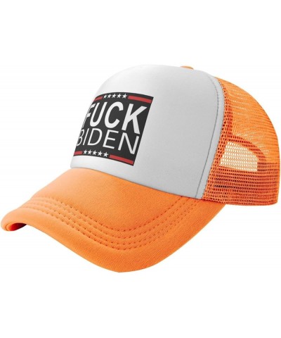 Fuck -Biden Trucker Hat Women Mesh Baseball Cap Cowboy Hat Men Dad Hat Adjustable Hat Snapback Hat Black Orange $9.96 Basebal...