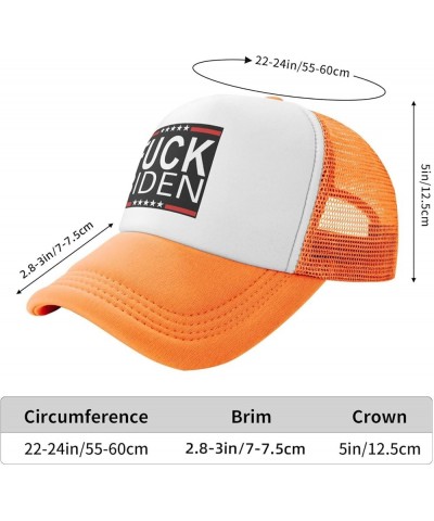 Fuck -Biden Trucker Hat Women Mesh Baseball Cap Cowboy Hat Men Dad Hat Adjustable Hat Snapback Hat Black Orange $9.96 Basebal...