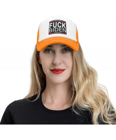 Fuck -Biden Trucker Hat Women Mesh Baseball Cap Cowboy Hat Men Dad Hat Adjustable Hat Snapback Hat Black Orange $9.96 Basebal...