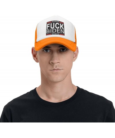 Fuck -Biden Trucker Hat Women Mesh Baseball Cap Cowboy Hat Men Dad Hat Adjustable Hat Snapback Hat Black Orange $9.96 Basebal...