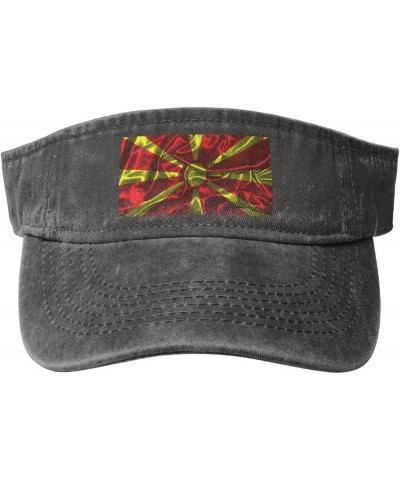 Silk Style Flag of North Macedonia Sun Visor Hats for Women Men Adjustable Sports Sun Hats Golf Cap Deep Heather $14.54 Visors