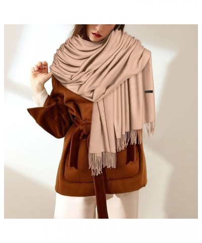 Winter Warm Wraps For Women Pure Cashmere Shawl Wraps Extra Large Thick Soft Pashmina Scarf Solid Color Shawl Khaki-a $7.44 S...