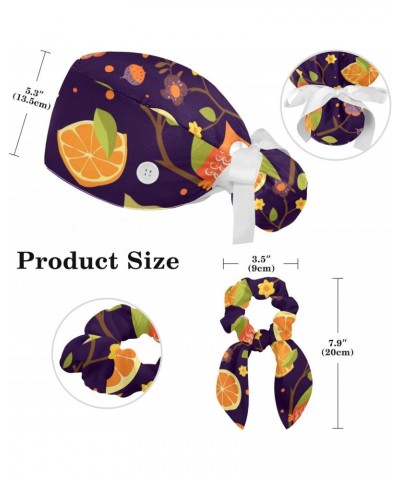 Set of 1 Scrub Hat Ponytail Holder for Women, Nurse Cap with Hair Scrunchy, Bird Owls and Orange $10.87 Skullies & Beanies