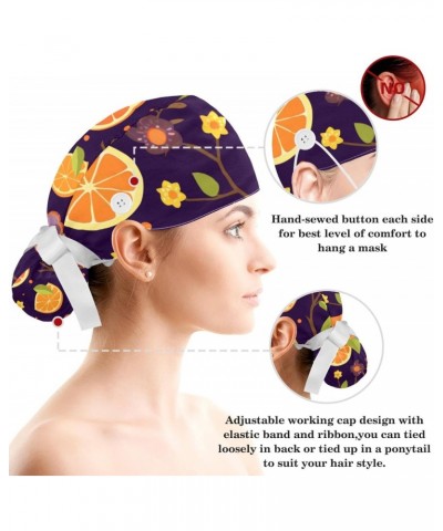 Set of 1 Scrub Hat Ponytail Holder for Women, Nurse Cap with Hair Scrunchy, Bird Owls and Orange $10.87 Skullies & Beanies