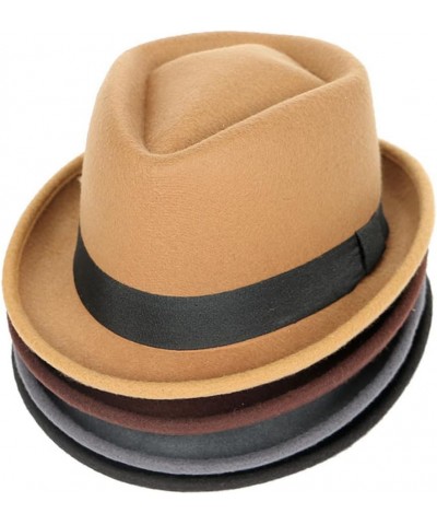 Winter Women's Wool Hat Men's Jazz Panama Plain Black Vintage Hat Felt Top Hat Red $23.03 Fedoras