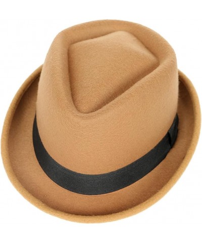 Winter Women's Wool Hat Men's Jazz Panama Plain Black Vintage Hat Felt Top Hat Red $23.03 Fedoras