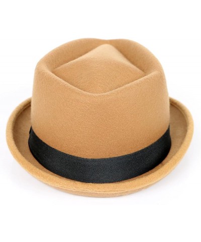 Winter Women's Wool Hat Men's Jazz Panama Plain Black Vintage Hat Felt Top Hat Red $23.03 Fedoras