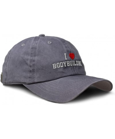 Custom Soft Washed Baseball Cap I (Love) Bodybuilding Red Heart Sports Lovers Grey Design Only $15.29 Baseball Caps