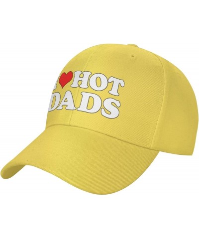 Hat I Love Hot Dads I Heart Hot Dads Baseball Cap Men Women Cowboy hat Trucker Hat Golf Dad Cap Fishing hat Yellow $10.07 Bas...