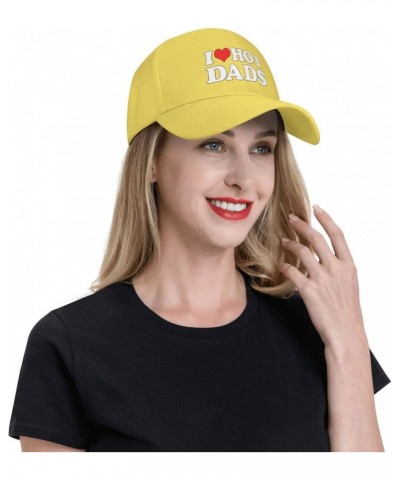 Hat I Love Hot Dads I Heart Hot Dads Baseball Cap Men Women Cowboy hat Trucker Hat Golf Dad Cap Fishing hat Yellow $10.07 Bas...